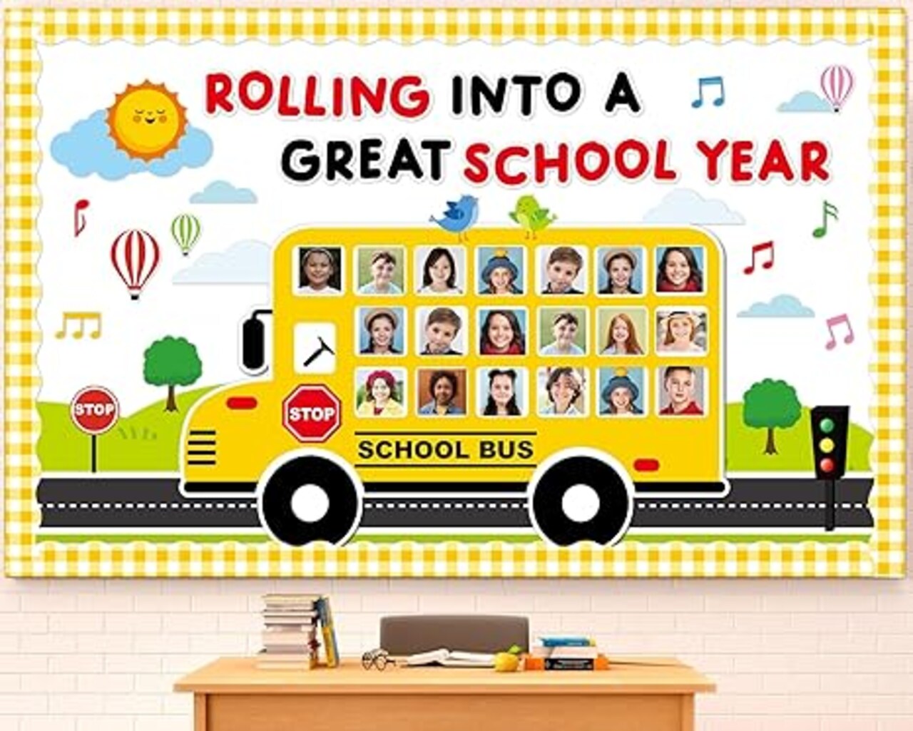 Back to School Bulletin Board Decoration Set School Bus Cutouts DIY Photo Crafts Colorful School Bus Cut-Outs Yellow Bus Bulletin Board Borders for School Offices Teacher Classroom Decor